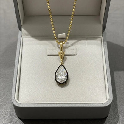 Antique Georgian Style 3ct Pear Cut Lab Diamond Pendent