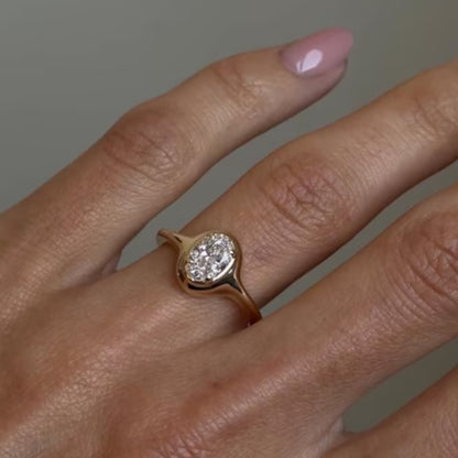 0.75 Ct Oval Moissanite Bezel Set Solitaire Ring in 14K Gold