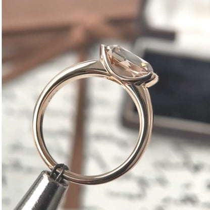 Bezel Set East West Cushion Moissanite Solitaire Engagement Ring