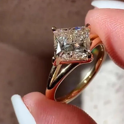 14k Gold Split Shank Princess Cut Solitaire Moissanite Engagement Ring