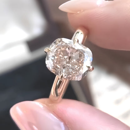 Handmade 2.5 CT Cushion Cut Moissanite Engagement Ring in Yellow Gold