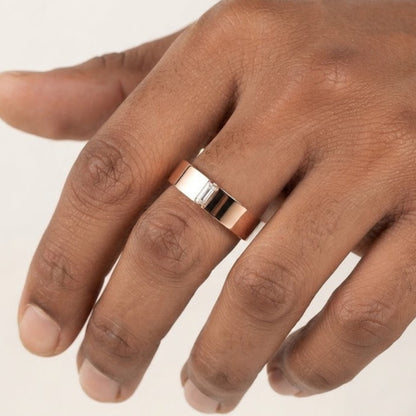 Unique Baguette Diamond Yellow Gold Men's Wedding Band
