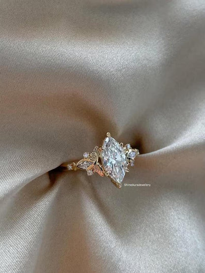 3 CT Marquise Moissanite Engagement Ring in 14K Yellow Gold | Pinsh Diamond