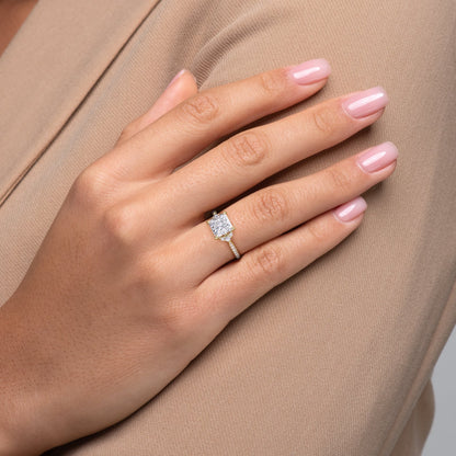 1.0CT Princess Diamond Moissanite Cluster Pave Engagement Ring