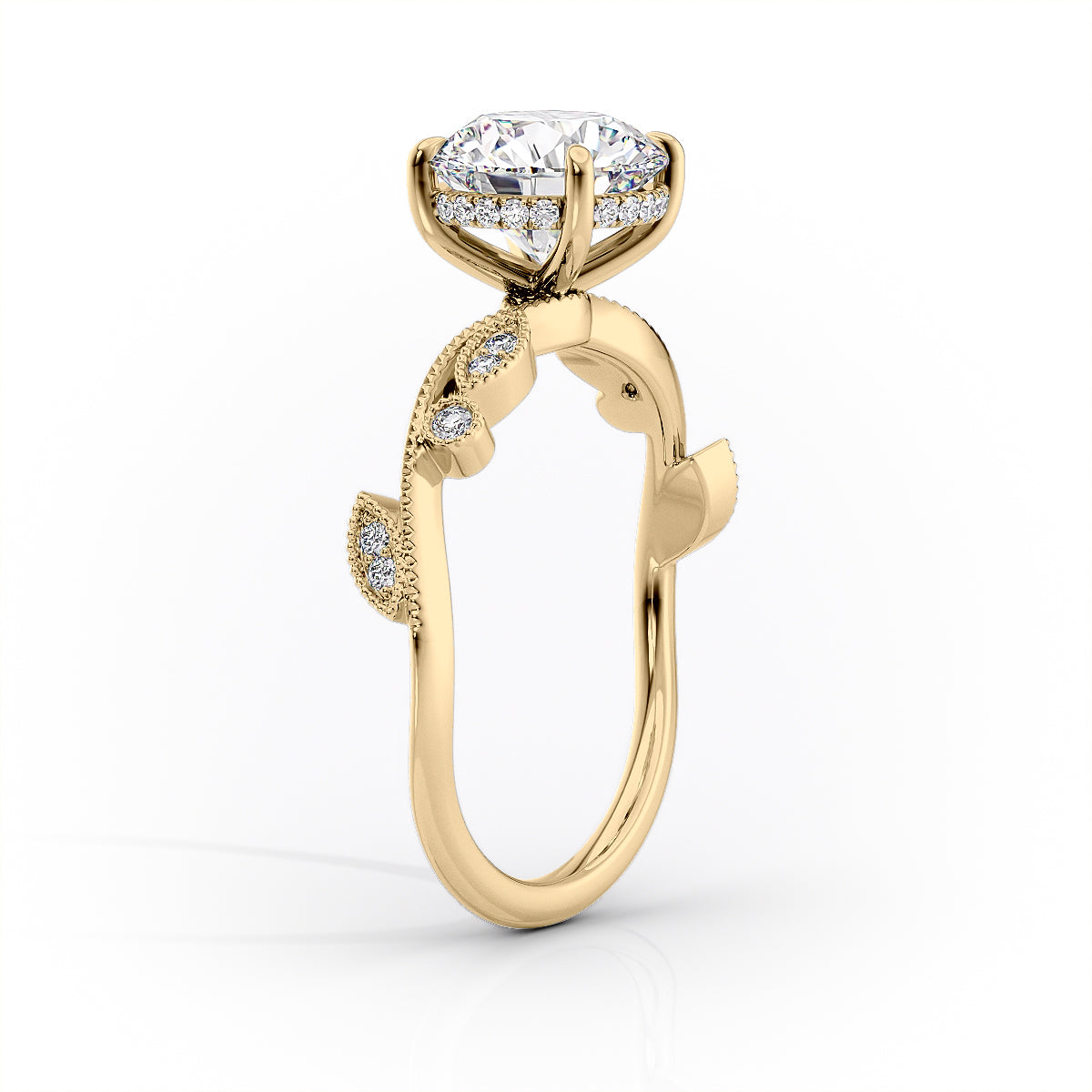 1.0CT Asscher Diamond Moissanite Milgrain Engagement Ring