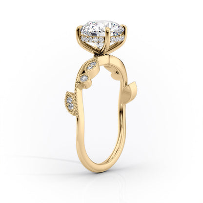 1.0CT Asscher Diamond Moissanite Milgrain Engagement Ring