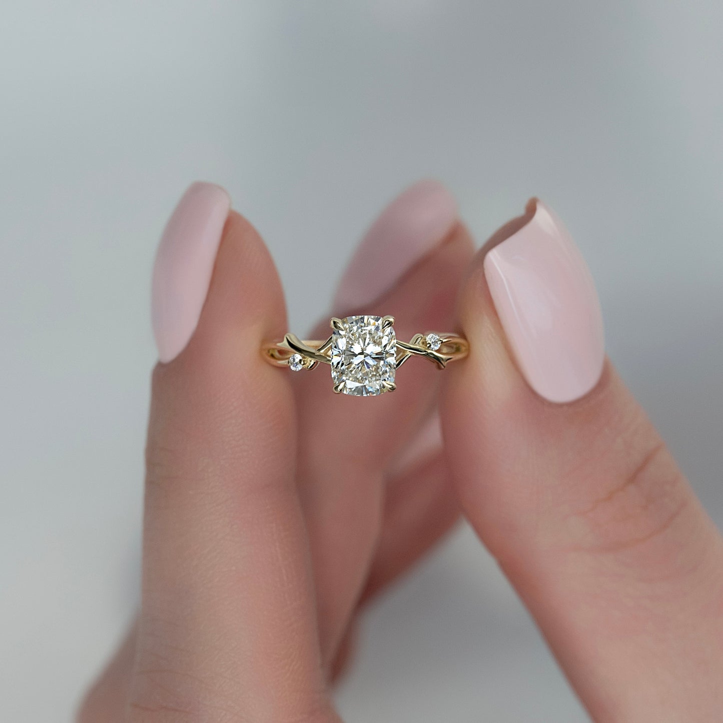 1.50 CT Elongated Cushion Cut Nature Inspired Moissanite Diamond Engagement Ring