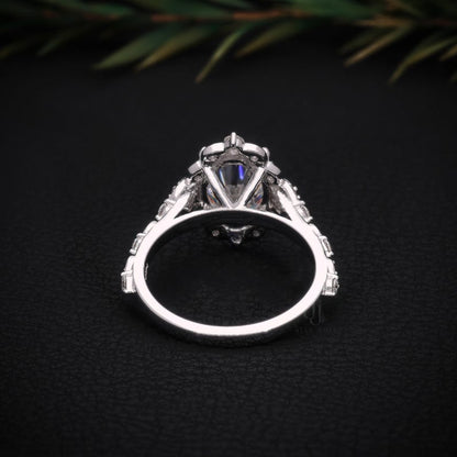 2.5 CT Oval Cut Moissanite Solitaire Ring with Vintage Halo, Solid 10K/14K/18K Gold Floral Bridal Ring, Dainty Stacking Promise Ring for Her