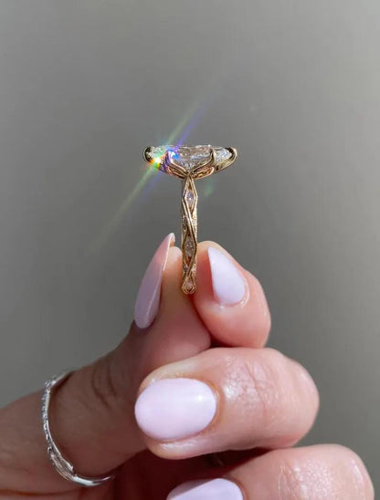 4 CT Marquise Cut Moissanite Diamond Engagement Ring