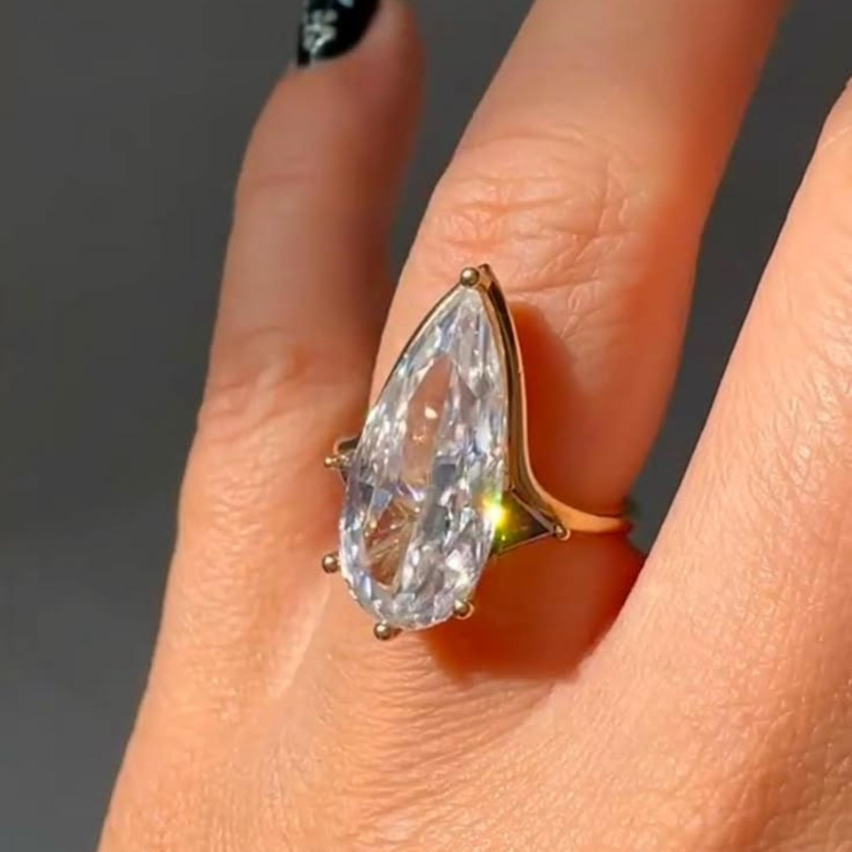 6 Carat Pear Cut Lab-Grown Diamond Solitaire Engagement Ring