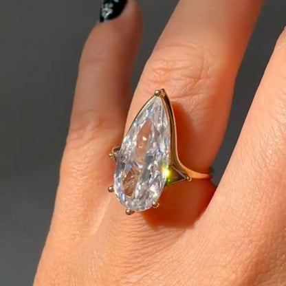 6 Carat Pear Cut Lab-Grown Diamond Solitaire Engagement Ring