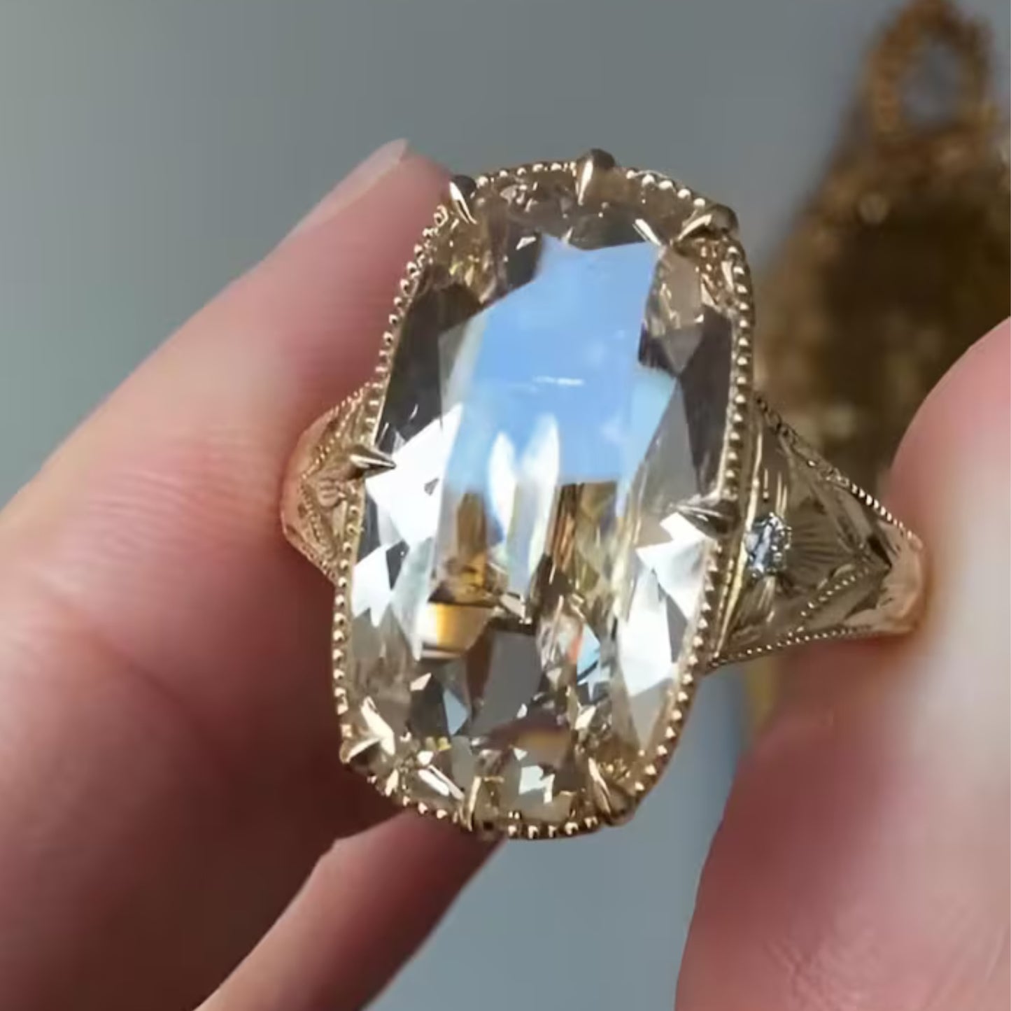 Old Mine 6 CT Elongated Cushion Cut Moissanite Diamond Engagement Ring,14K Solid Gold Promise Ring, Antique Bezel Set Wedding Ring, Anniversary Ring