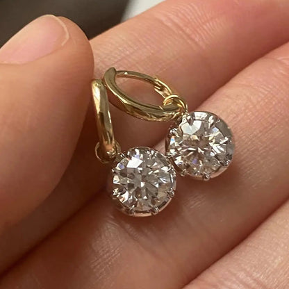 Georgian Round Moissanite Bezel Hoop Earrings in 14K Gold