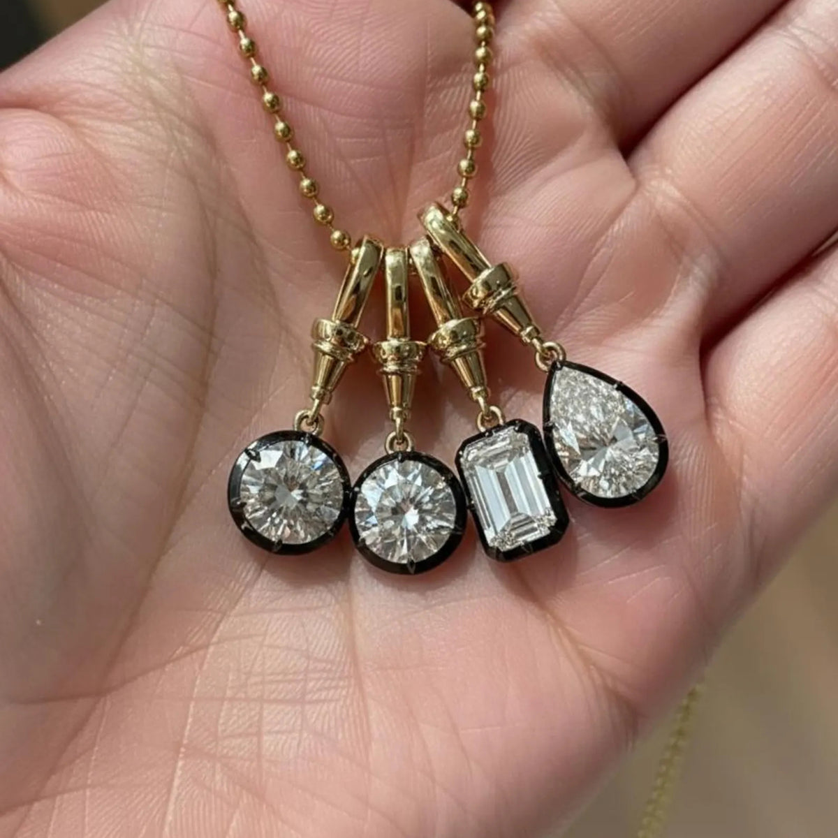 Antique Georgian Style 3ct Pear Cut Lab Diamond Pendent
