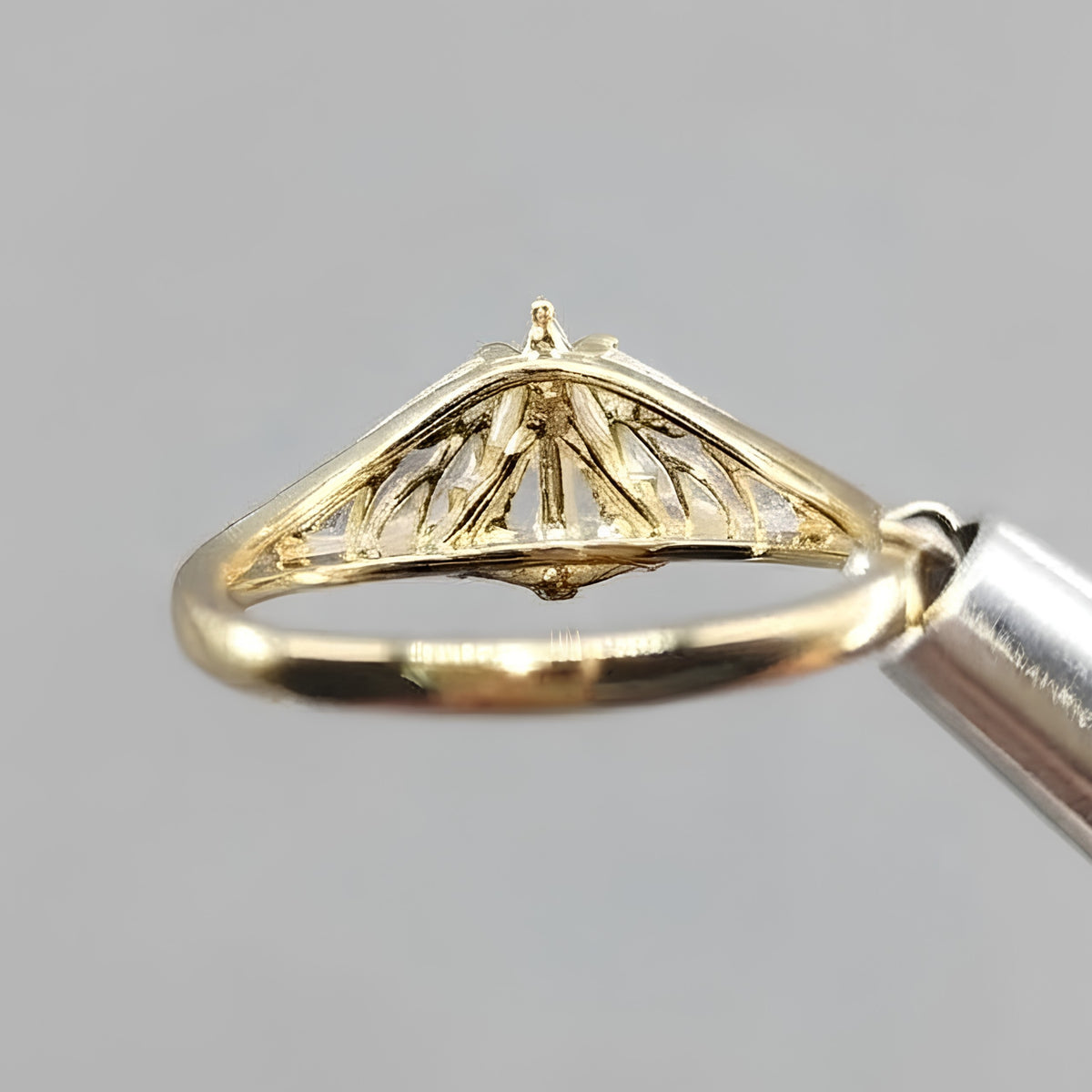 Unique Gothic Moth Moissanite Engagement Gold Ring