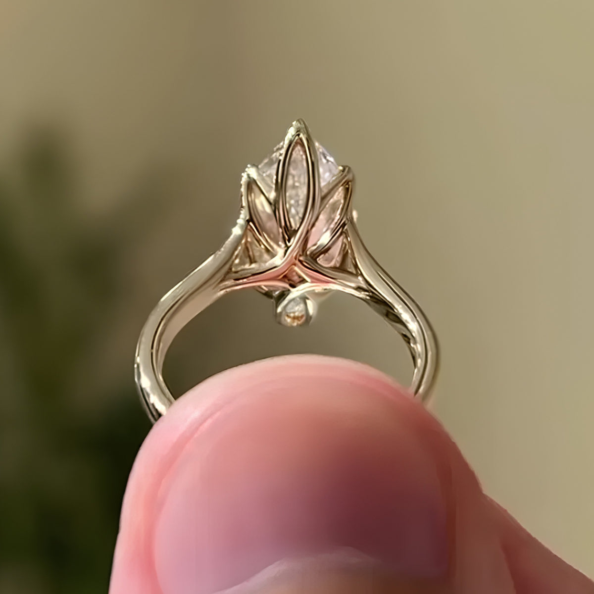 2.5ct Marquise Cut Moissanite Diamond Engagement in 10K Gold