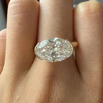 3 CT East West Oval Cut Lab Grown Diamond Engagement Ring