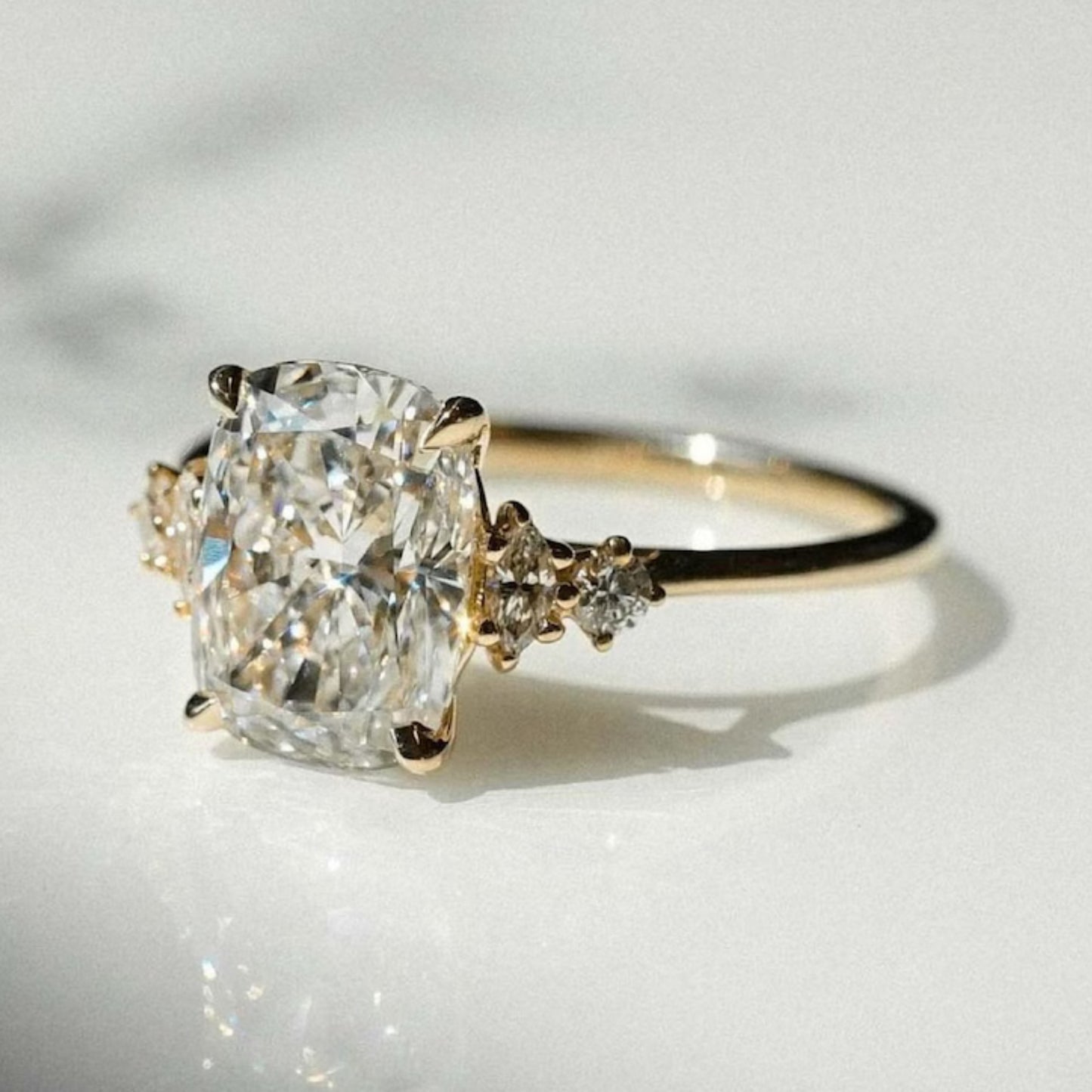 3.00 Ct Cushion Cut Moissanite Engagement Ring, Cushion Cut Ring, Elongated Cushion, Cushion Cut Ring for Her