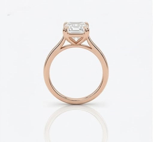 3CT Emerald Cut Moissanite Double Prong Engagement Ring