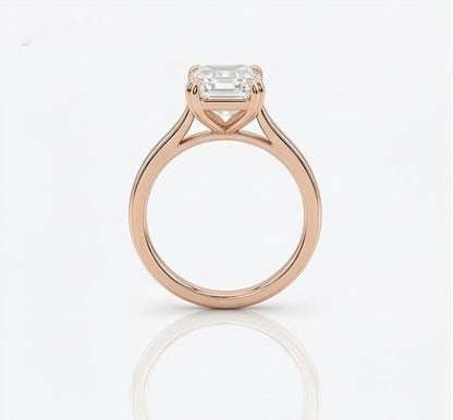 3CT Emerald Cut Moissanite Double Prong Engagement Ring
