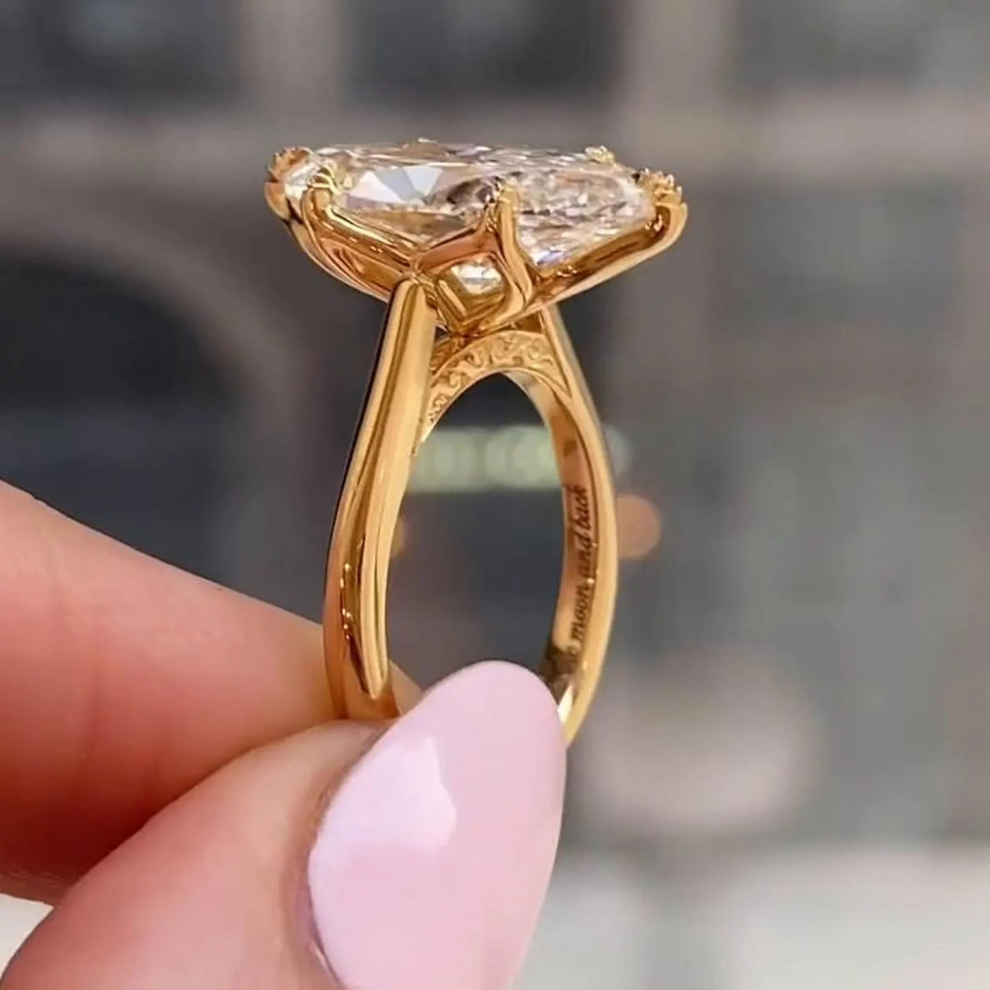 3CT Marquise Moissanite Engagement Ring, 14K Solid Gold Solitaire Wedding Ring, Tulip Set Vintage Leaf Ring, Unique Gift for Her