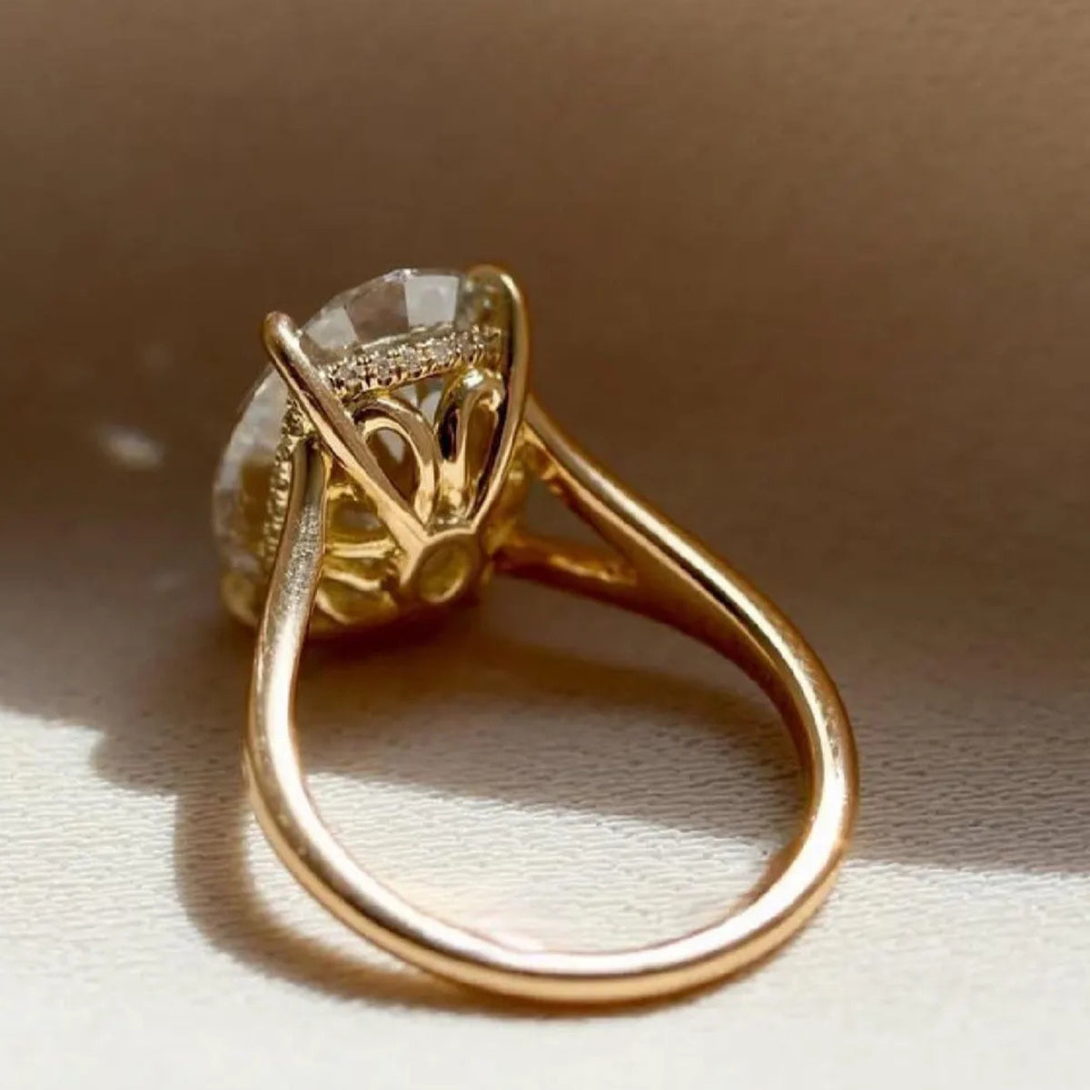 2.5 CT Oval Cut Hidden Halo Moissanite Solitaire Ring Gift