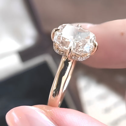 Handmade 2.5 CT Cushion Cut Moissanite Engagement Ring in Yellow Gold