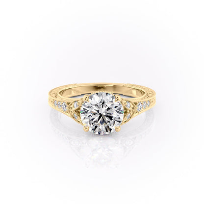 2.0CT Round Cut Milgrain Vintage Moissanite Diamond Engagement Ring