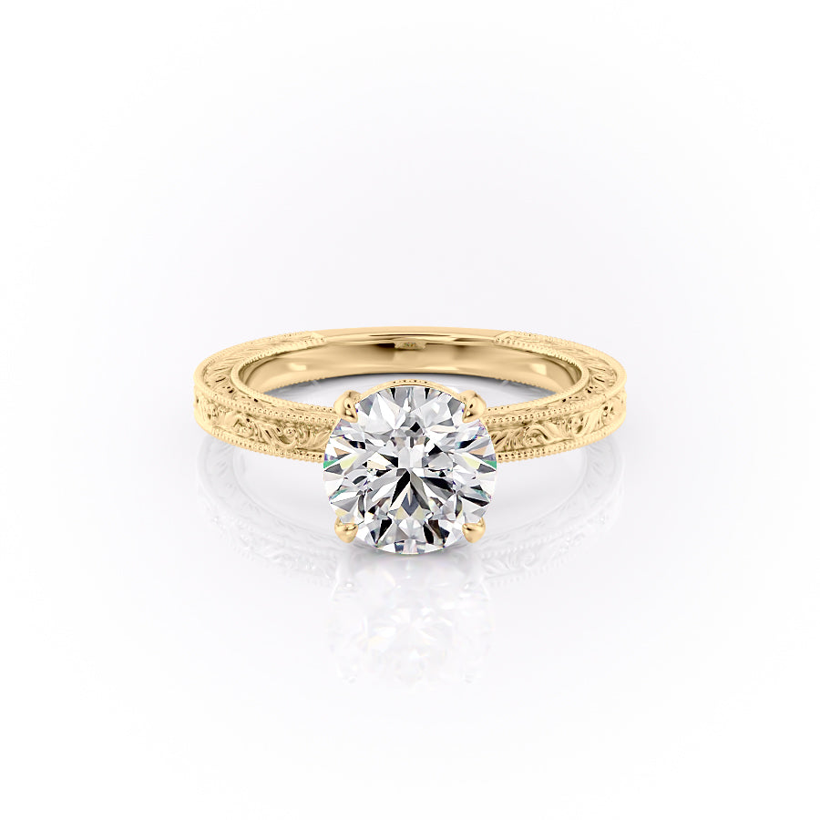 1.50 CT Round Cut Vintage Moissanite Diamond Engagement Ring