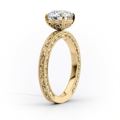 1.50 CT Round Cut Vintage Moissanite Diamond Engagement Ring