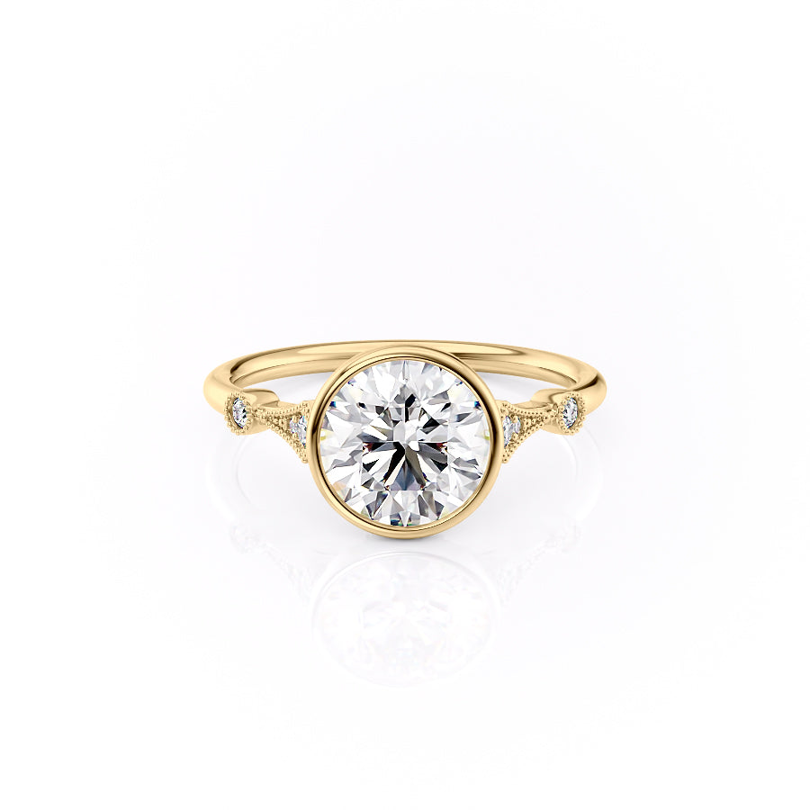 2.0CT Round Cut Bezel Vintage Moissanite Diamond Engagement Ring