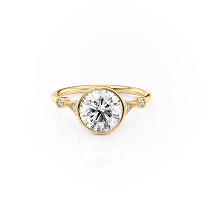 2.0CT Round Cut Bezel Vintage Moissanite Diamond Engagement Ring