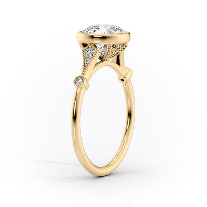 2.0CT Round Cut Bezel Vintage Moissanite Diamond Engagement Ring