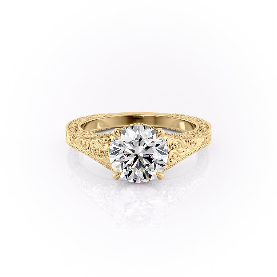 2.0CT Round Cut Moissanite Diamond Vintage Engagement Ring
