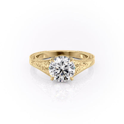 2.0CT Round Cut Moissanite Diamond Vintage Engagement Ring