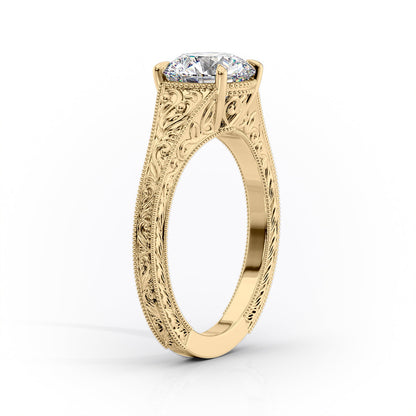 2.0CT Round Cut Moissanite Diamond Vintage Engagement Ring