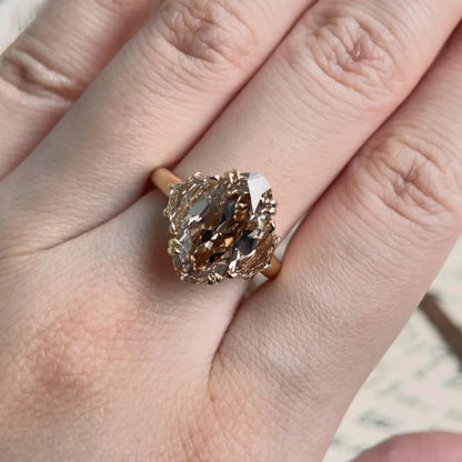 Elongated Oval 3 Stone Lab Grown Diamond Gold Engagement Ring