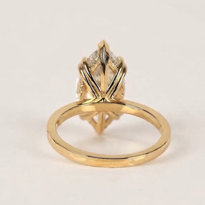 Marquise Cut Lab Grown Diamond Solitaire Engagement Ring in 14k Yellow Gold