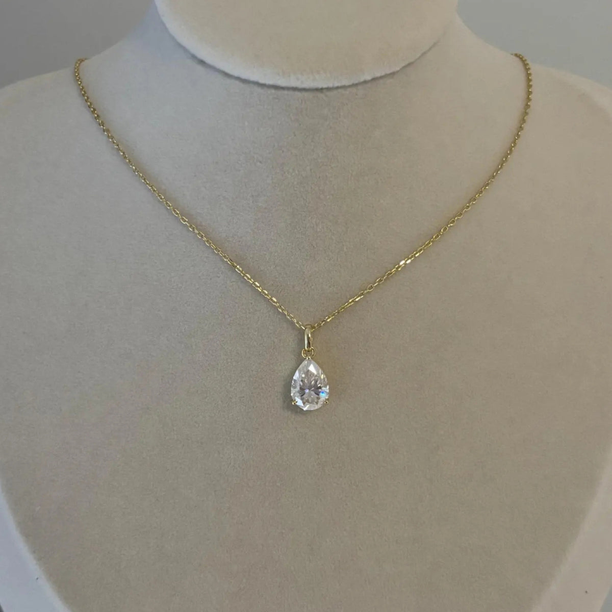 Pear Cut Moissanite Solitaire Charm Necklace Pendant