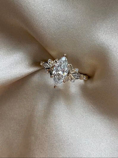 3 CT Marquise Moissanite Engagement Ring in 14K Yellow Gold | Pinsh Diamond
