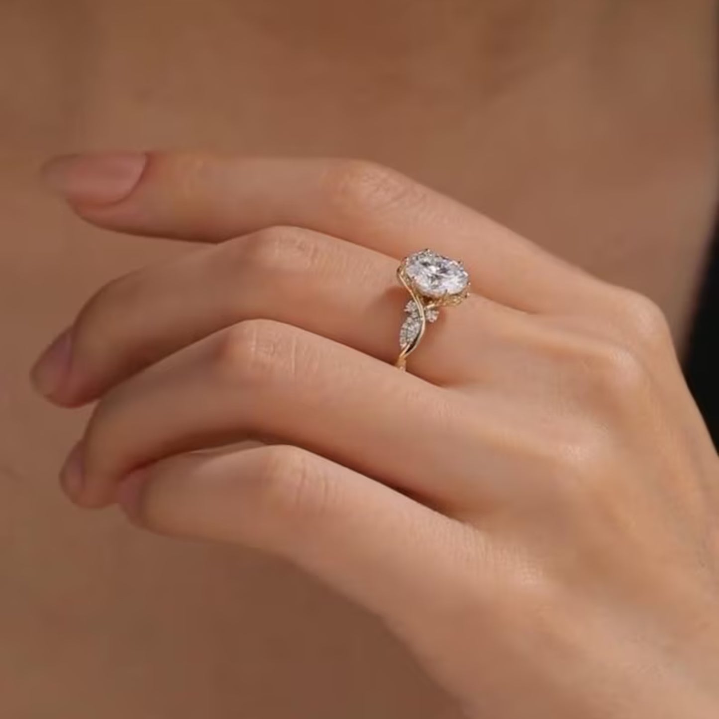 Floral 2 CT Oval Cut Moissanite Engagement Ring, Vintage 18K Solid Gold, Marquise Side Stone Wedding Ring, Anniversary Ring