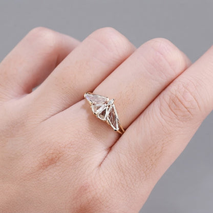 Unique Gothic Moth Moissanite Engagement Gold Ring