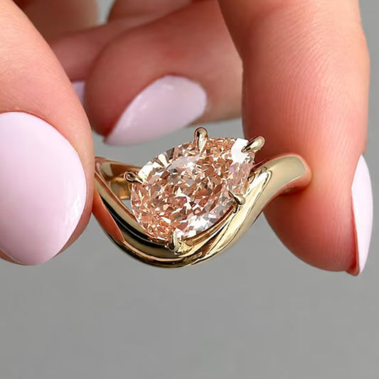 2 CT Vivid Pink Pear Moissanite Diamond Engagement Ring