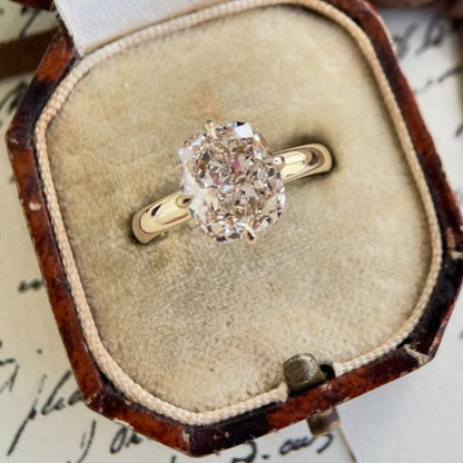 Handmade 2.5 CT Cushion Cut Moissanite Engagement Ring in Yellow Gold