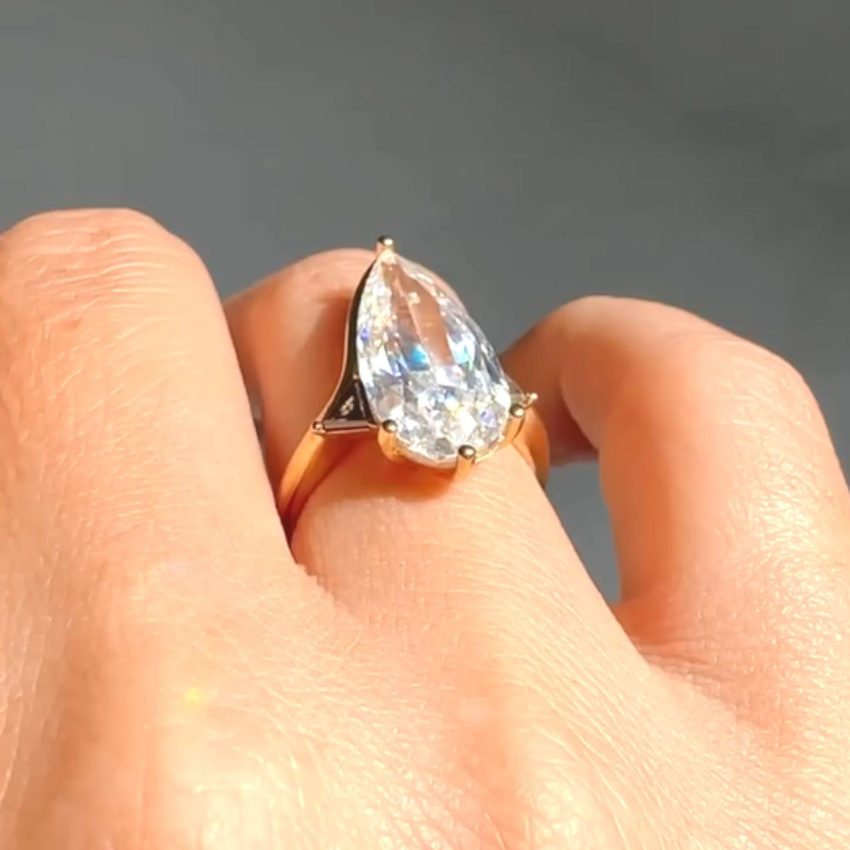 6 Carat Pear Cut Lab-Grown Diamond Solitaire Engagement Ring