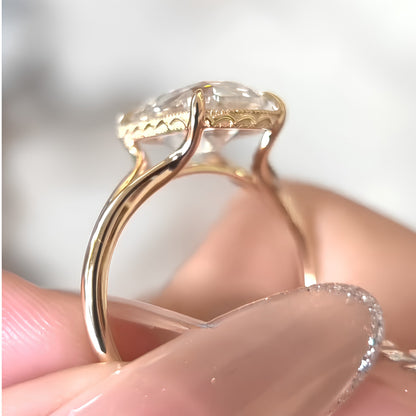 4 CT Elongated Cushion Moissanite Bezel Set With Split Shank Gold Engagement Ring