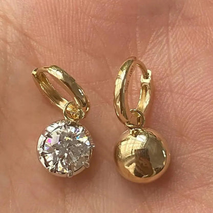 Georgian Round Moissanite Bezel Hoop Earrings in 14K Gold