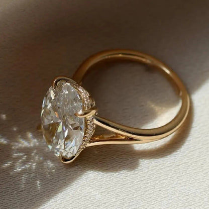 2.5 CT Oval Cut Hidden Halo Moissanite Solitaire Ring Gift