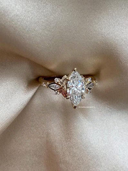 3 CT Marquise Moissanite Engagement Ring in 14K Yellow Gold | Pinsh Diamond