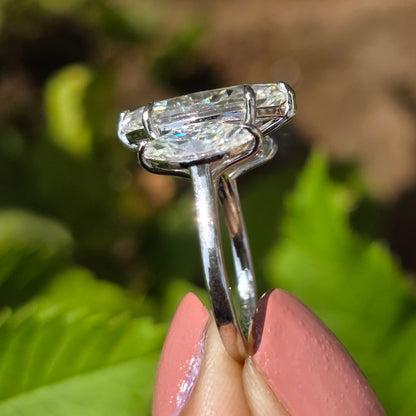 Vintage 3.5CT Marquise Cut Moissanite Diamond Engagement Ring, 14K White Gold Solitaire Ring, Three Stone Wedding Ring, Promise Ring For Her